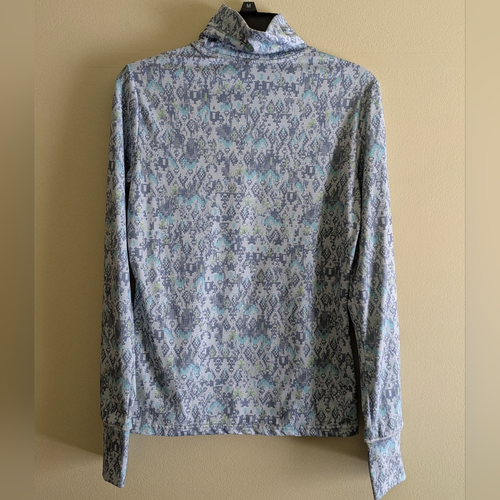 Free Country Base Layer Blue and Green Abstract Top Women's Size Small